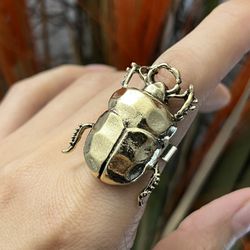 Vintage style Cicada bug ring,Big cicada bronze open ring,Scarab bug Beetle Earrings,Bug dangle earrings,Scarab bug Beetle ring for her  DETAILS   * M