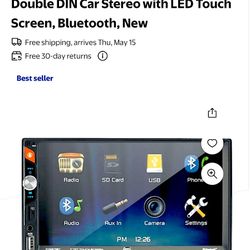Dual Double Din Car Stereo w/ LED Touchscreen & Bluetooth