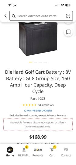 Golf cart battery GC8 8v