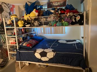 White Metal Bunk Bed Frame