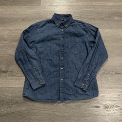 Uniqlo Men’s Blue Denim Chore Button Up Longsleeve Shirt 