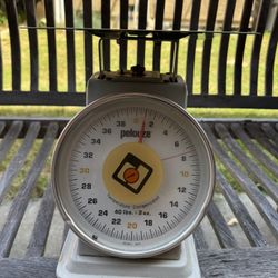 vintage Pelouze Model 840 top-loading mechanical dial scale