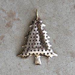 🎄 Fun, copperish gold tone Christmas tree with holes pendant