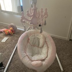 Fisher Pink Pearl Chandelier Baby Swing 