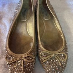 Jimmy Choo Weber Crystal Leather Ballet Flats Size 38.5