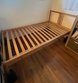 Wooden Twin Bed Frame with Slats