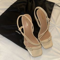 Express Women's Cream and gold Strappy Heels