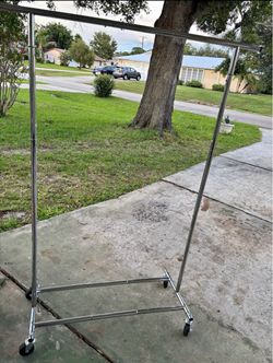Chrome Rolling Clothes Rack on Wheels