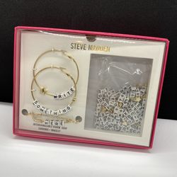 Steve Madden Alphabet Hoop Earings And Bracelet Set