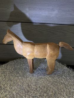 Hand- Carved Wooden Horse Statue Thumbnail