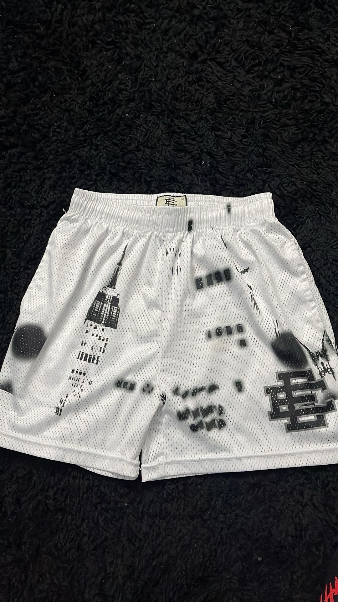 White with black design Eric Emanuel shorts