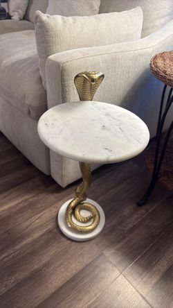 Marble Top Cobra Side Table Gold