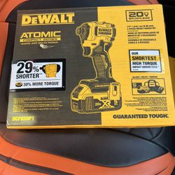 DEWALT ATOMIC 20V MAX Lithium-Ion Cordless 1/4 in. Brushless Impact Driver Kit, 5 Ah Battery, Charger, and Bag