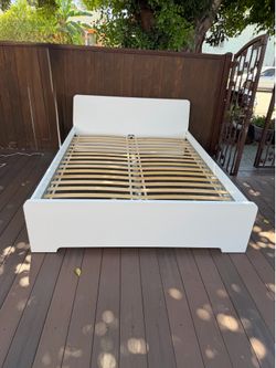 IKEA ASKVOLL Queen Size White Bed Frame With Slats