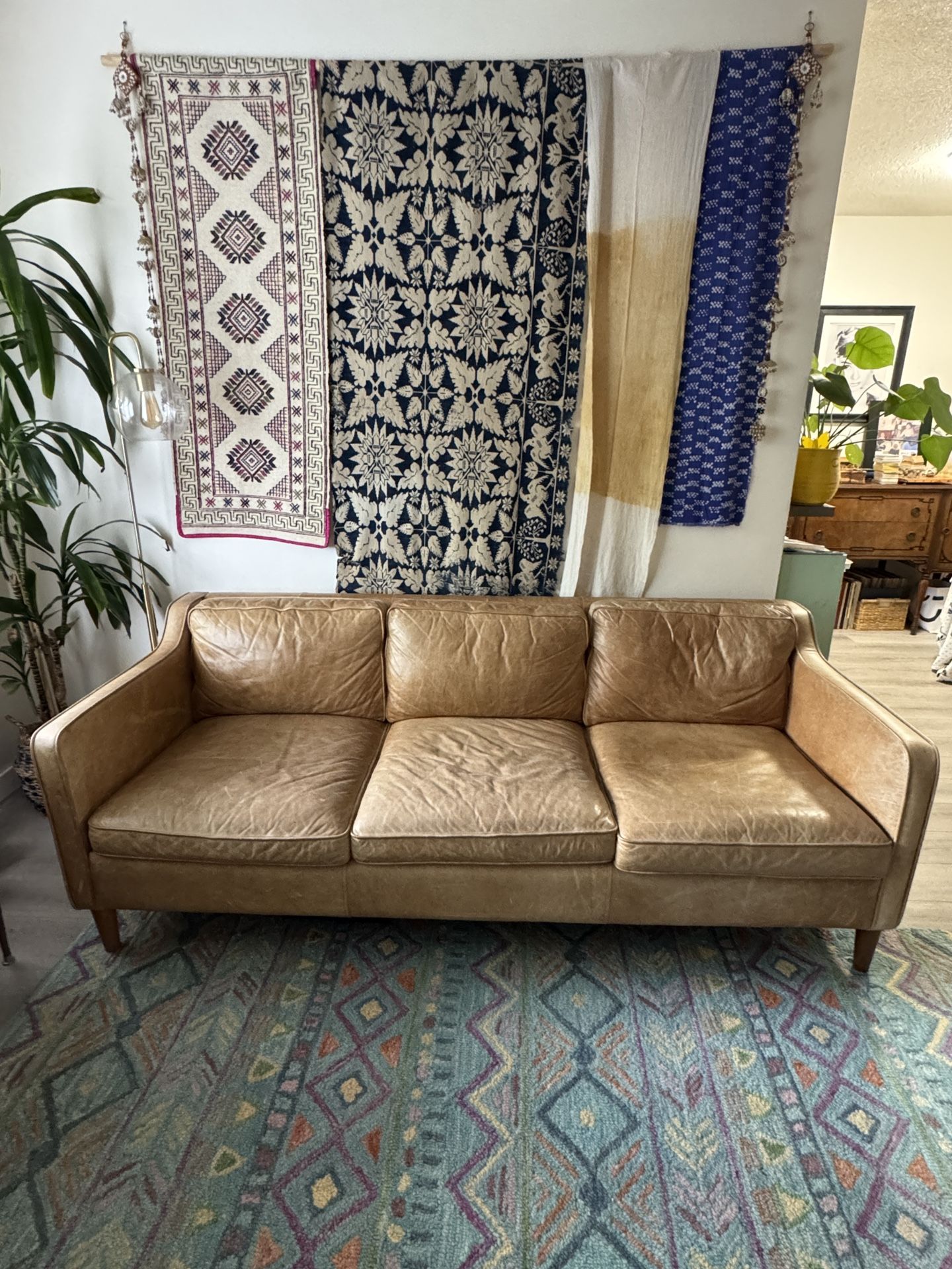 81” West Elm Hamilton Leather Sofa