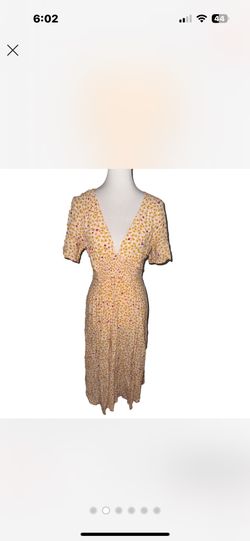 Free People Maxi Dress With Fall Leaf Print Beautiful Yellow Like New 