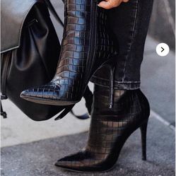 Black Croc Booties