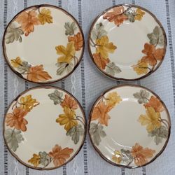 Set Of 4 Vintage Franciscan October 4 Salad Plates 8” Fall Autumn Leaves