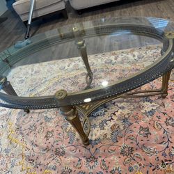 Oval Glass Top Coffee Table Metal 