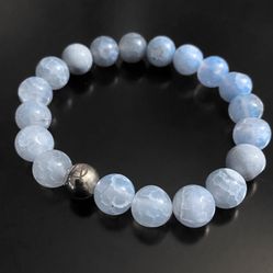 DeMarcus Alexan Ice Blue  Crackle Agate Bracelet