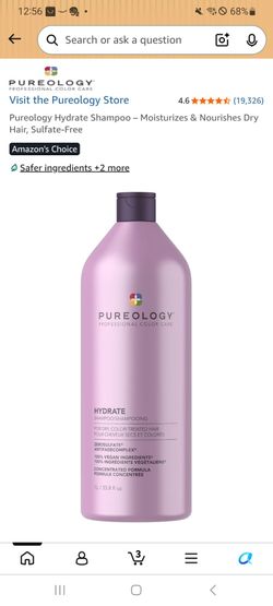Pureology Hydrate Shampoo – Moisturizes & Nourishes Dry Hair, Sulfate-Free