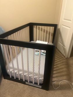 Full size crib and convertible bed.