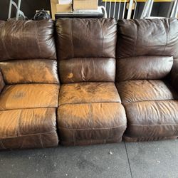 Free Leather Couch w/ auto recline and USB Ports