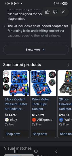 Orion Motor Tech (OMT) 31-piece radiator pressure tester and vacuum filler kit designed for cooling system diagnostics.