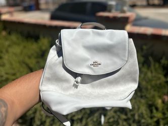 Coach White Leather Signature Backpack