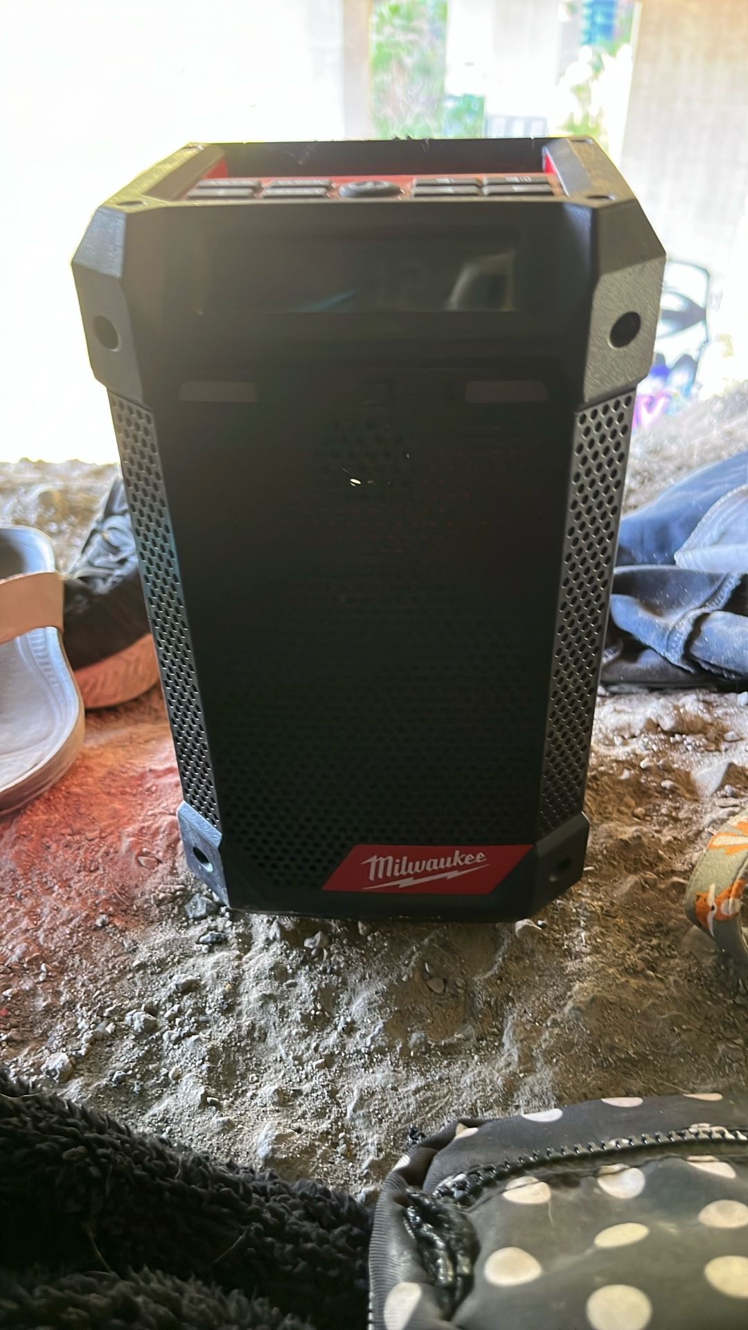 Milwaukee radio, and Bluetooth speaker and charging port