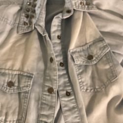 Woman’s dungaree snap button, short sleeve or long sleeve size medium woman’s