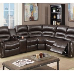 Brown Sectional Sofa With Recliner 
