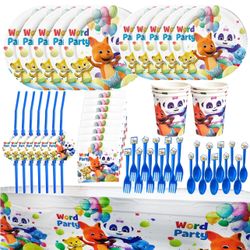 Word Party Birthday Party Decorations, Word Party Plates, Straws, Paper cups, Fork, Spoons, Tablecloth, Napkins Word Party Party Supplies Kids Shower 