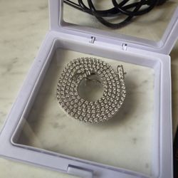 💎 18” Moissanite Tennis Chain – D Color, VVS1 Clarity, 925 Sterling Silver, GRA Certified