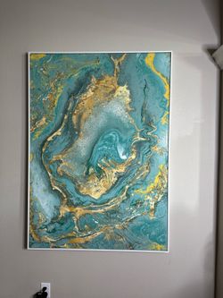 Abstract Teal & Gold $75 OBO