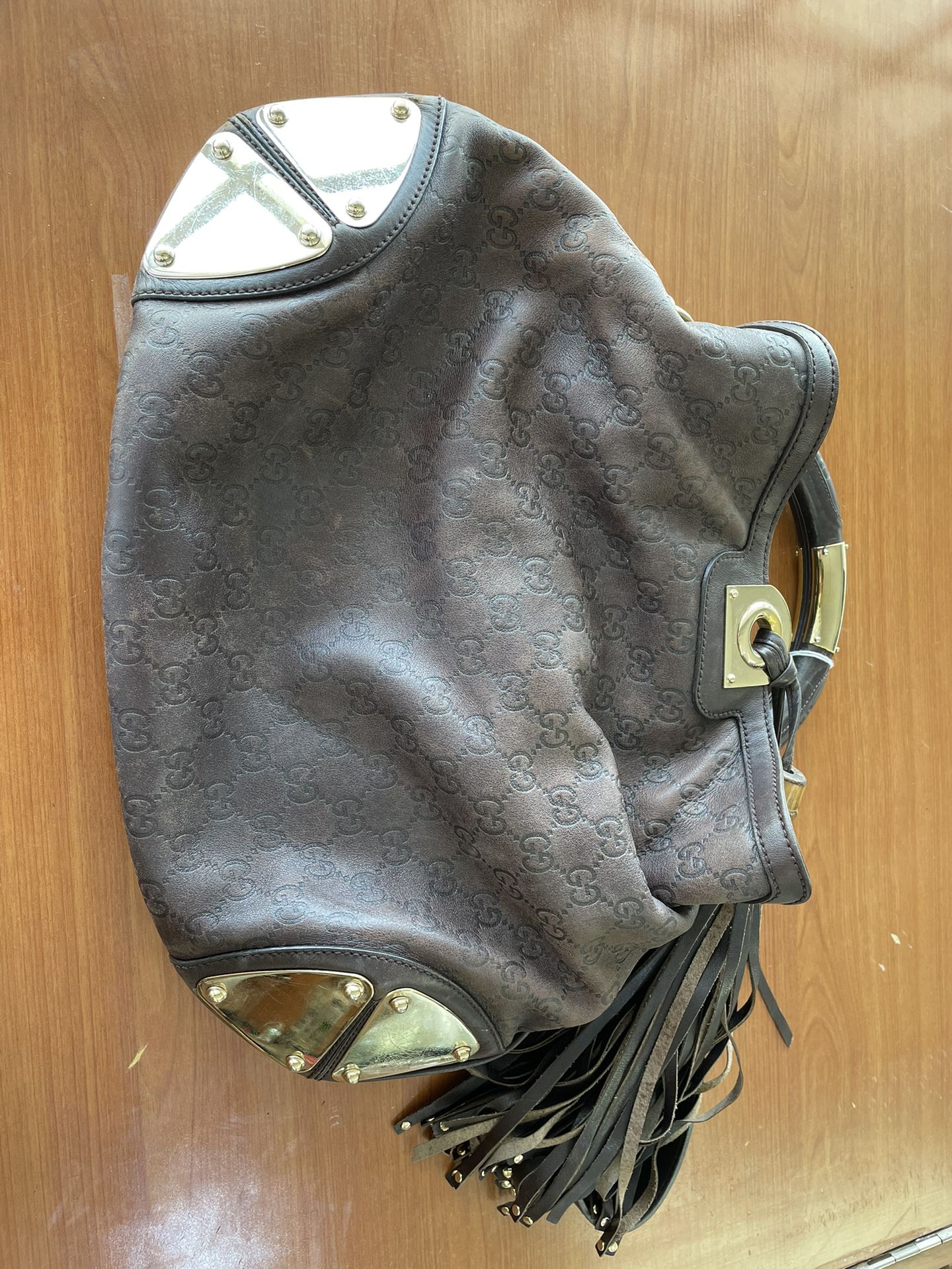 Gucci Babouska Indy Brown Hobo Leather Bag With Strap