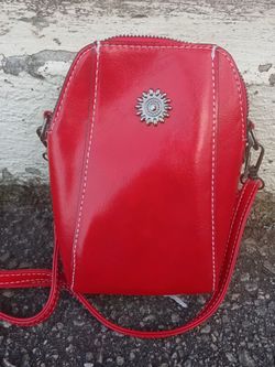 Red Leather Crossbody Mini Bag