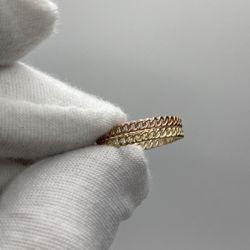 14K Solid Gold Chain Ring Duo – Yellow & Rose Gold (Size 6) Send Offers