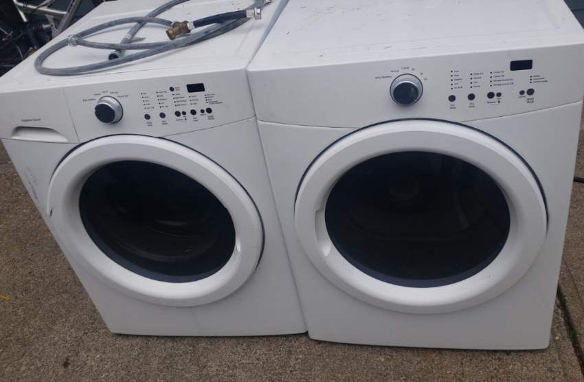 Free Washer And Dryer.  Works. Door Damage On Washer But Still Closes