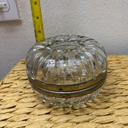 JOYERO ANTIGUO DE CRISTAL Y METAL