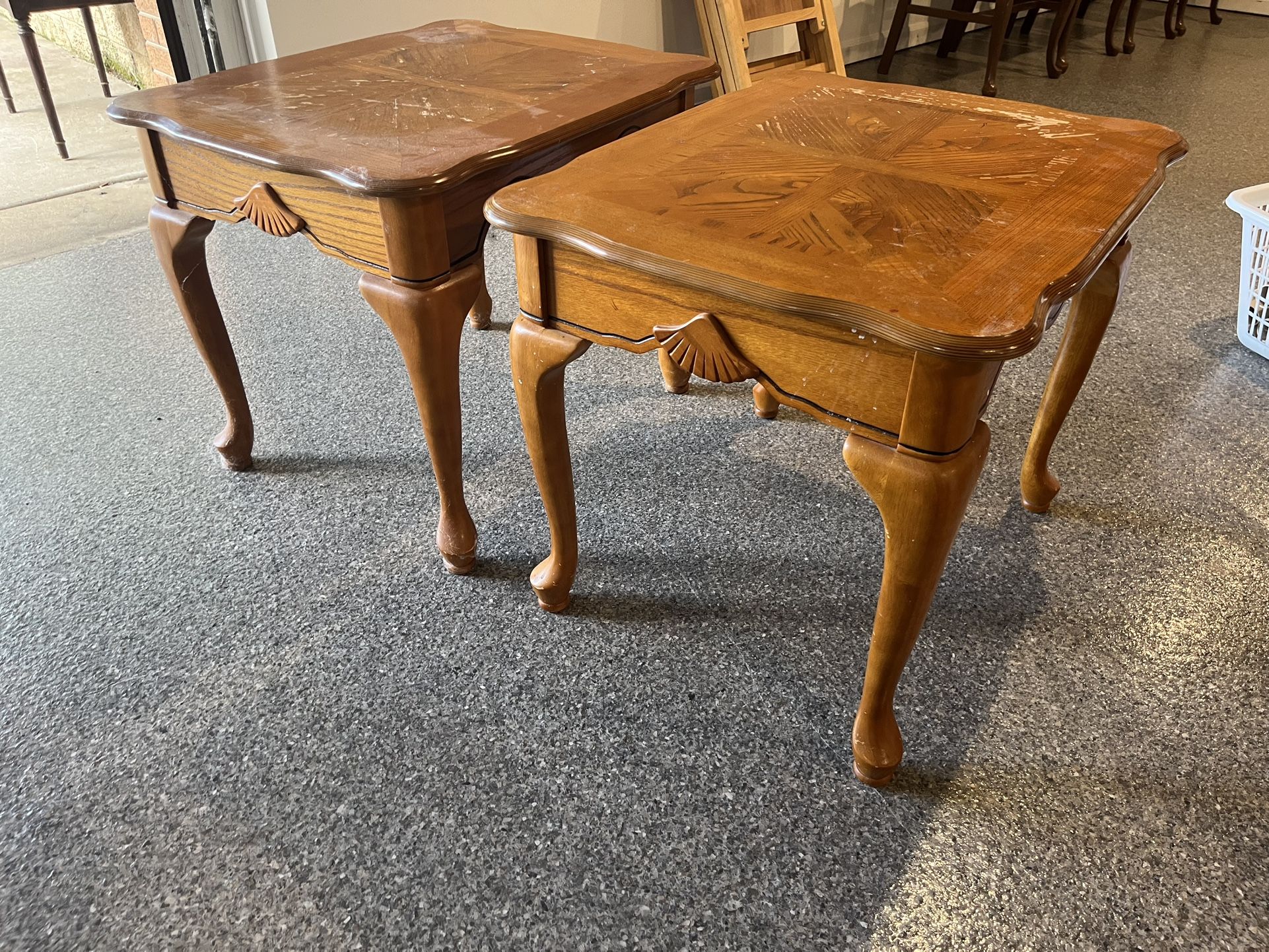 Pair of solid wood end tables 26W 21D 21H