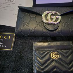 Gucci Lambskin Card Holder & Lambskin Wallet 
