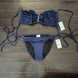 New with tags women’s set bathing suit navy blue bikini 