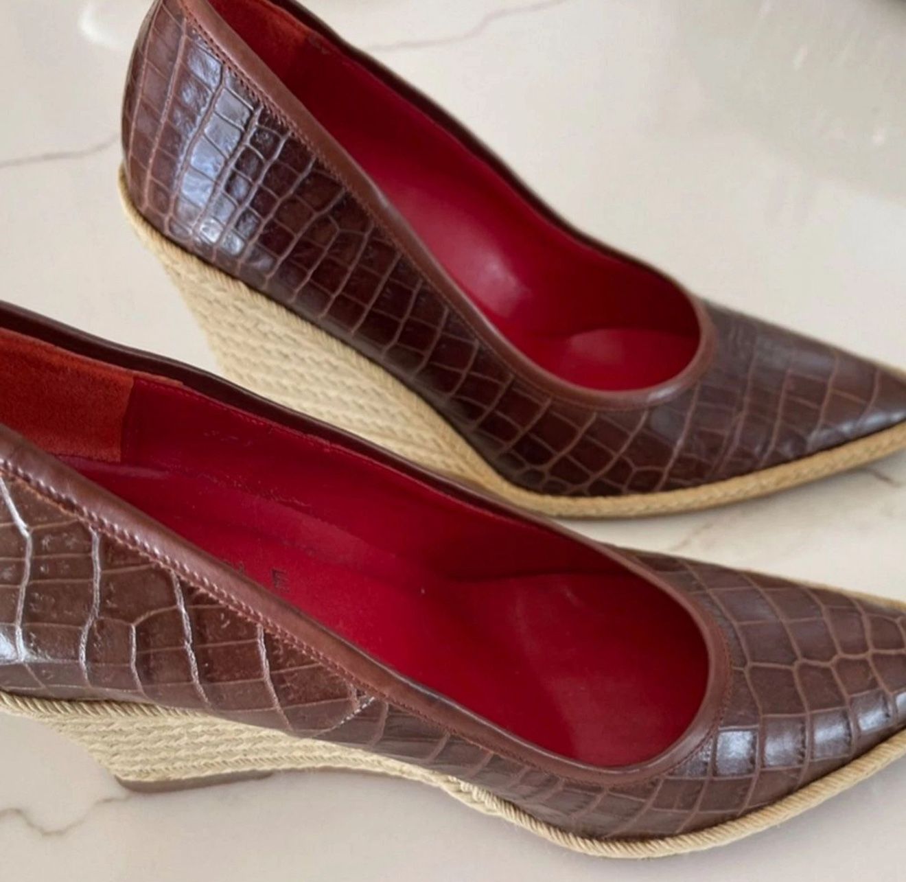 Authentic Celine authentic brown wedge platform, real leather Size 7.5