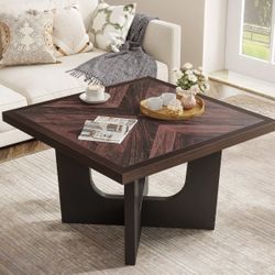 J0249 31.5" Square Coffee Table, Farmhouse Wood Center Table Tea Table