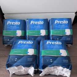 Presto Supreme Adult Diapers Disposable Unisex Size M 