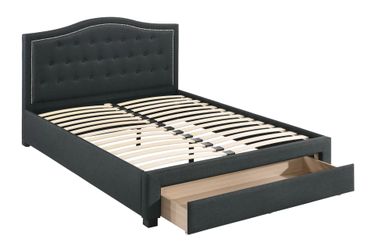 Brand new charcoal linen king or ca king storage bedframe