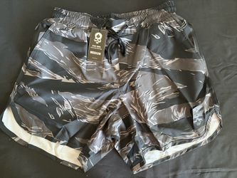 Zero Foxtrot Tactical Camo Gym Workout Running Mens Shorts (5” / Black Tiger Stripe / Medium)