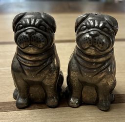 Silver Pug Salt and Pepper Shakers