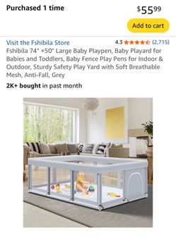 Large Baby Playpen 74”x50”